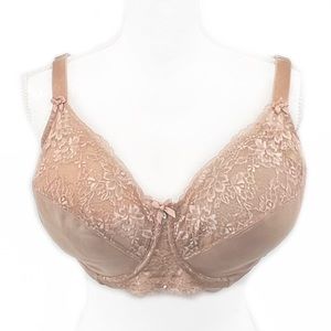 Glamorise Nude Lace Underwire Unlined Bra 36G